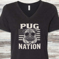 Pug Nation V-Neck Tee - Black Heather