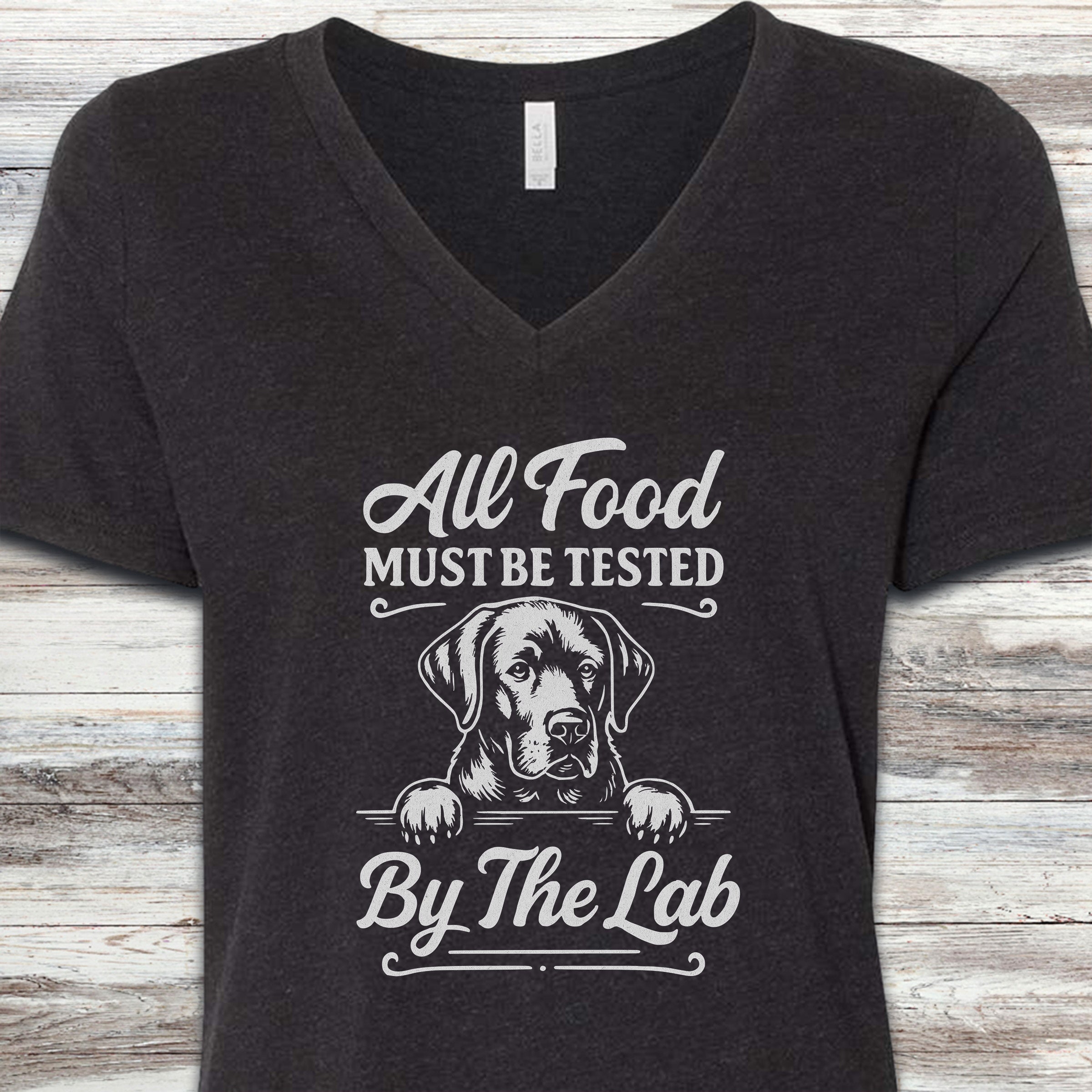 Labrador Retriever Food Test V-Neck Tee - Black Heather
