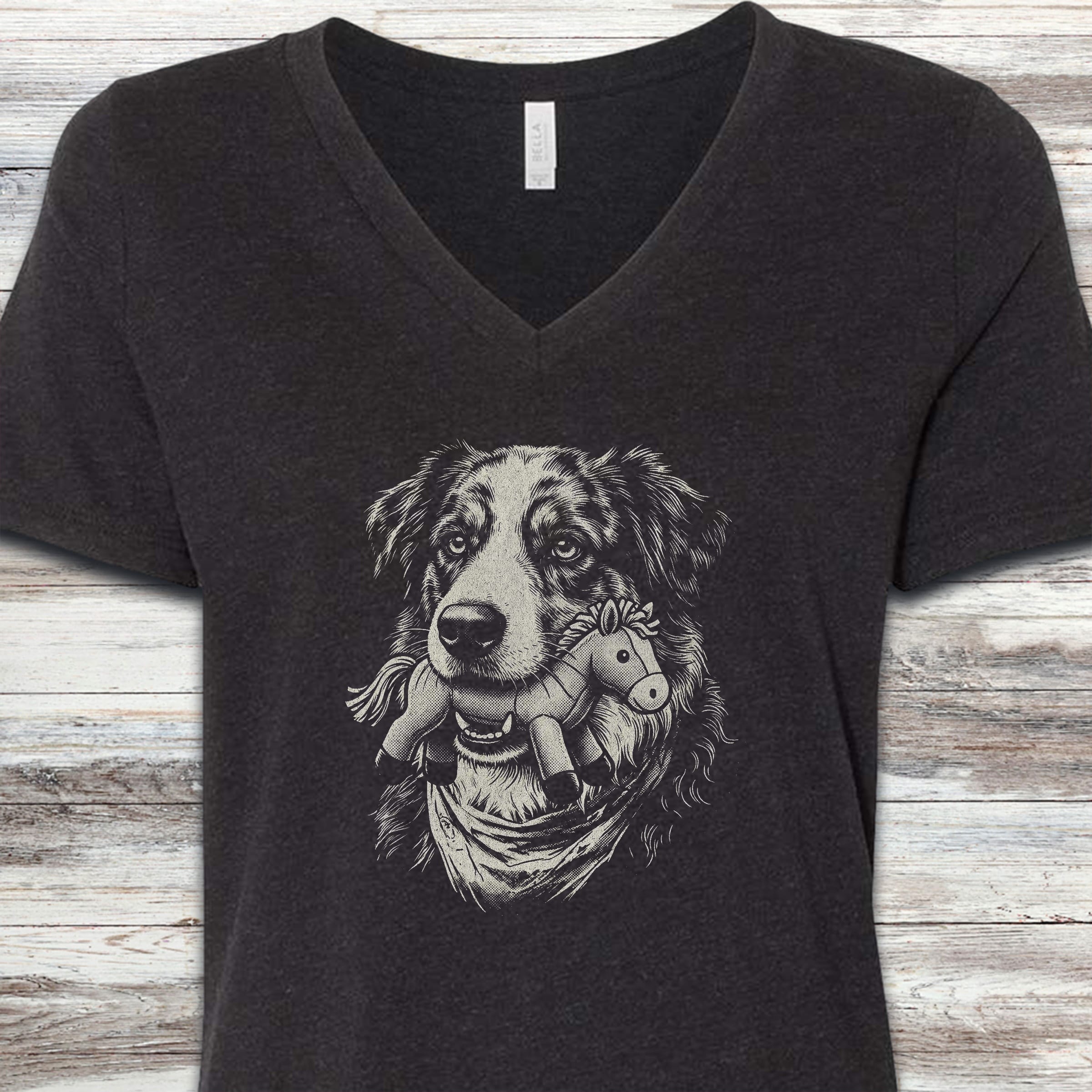 American Shepherd Favorite Toy V-Neck Tee - Black Heather