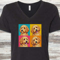 Goldendoodle Pop Art V-Neck Tee - Black Heather