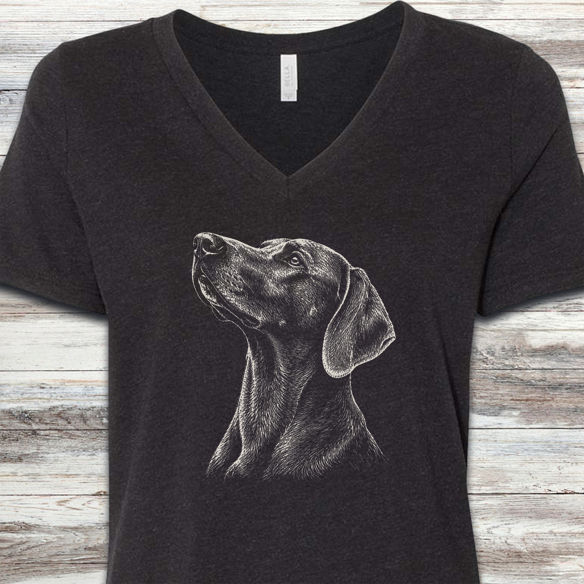 Vizsla Loyalty V-Neck Tee - Black Heather