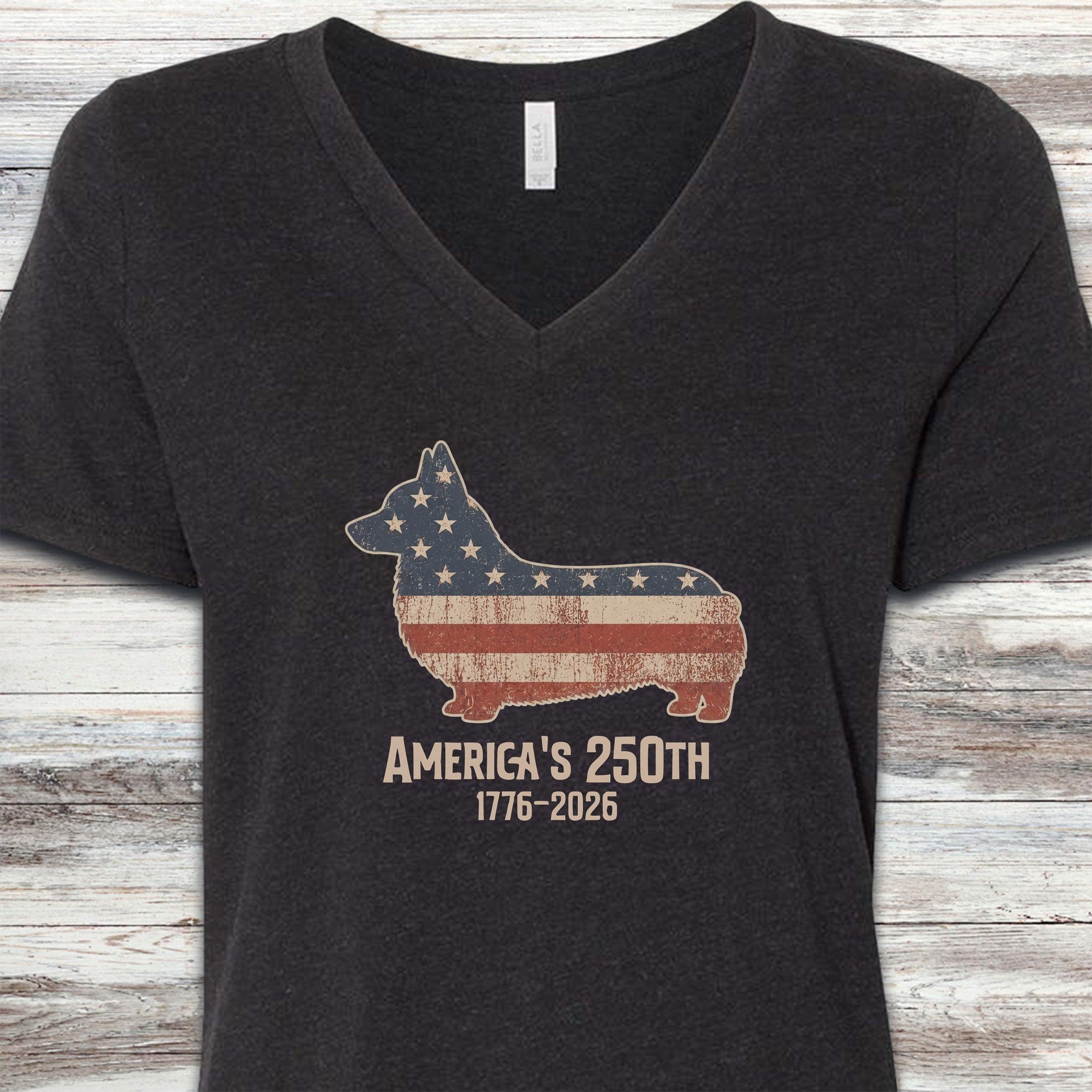 Corgi 250 V-Neck Tee - Black Heather