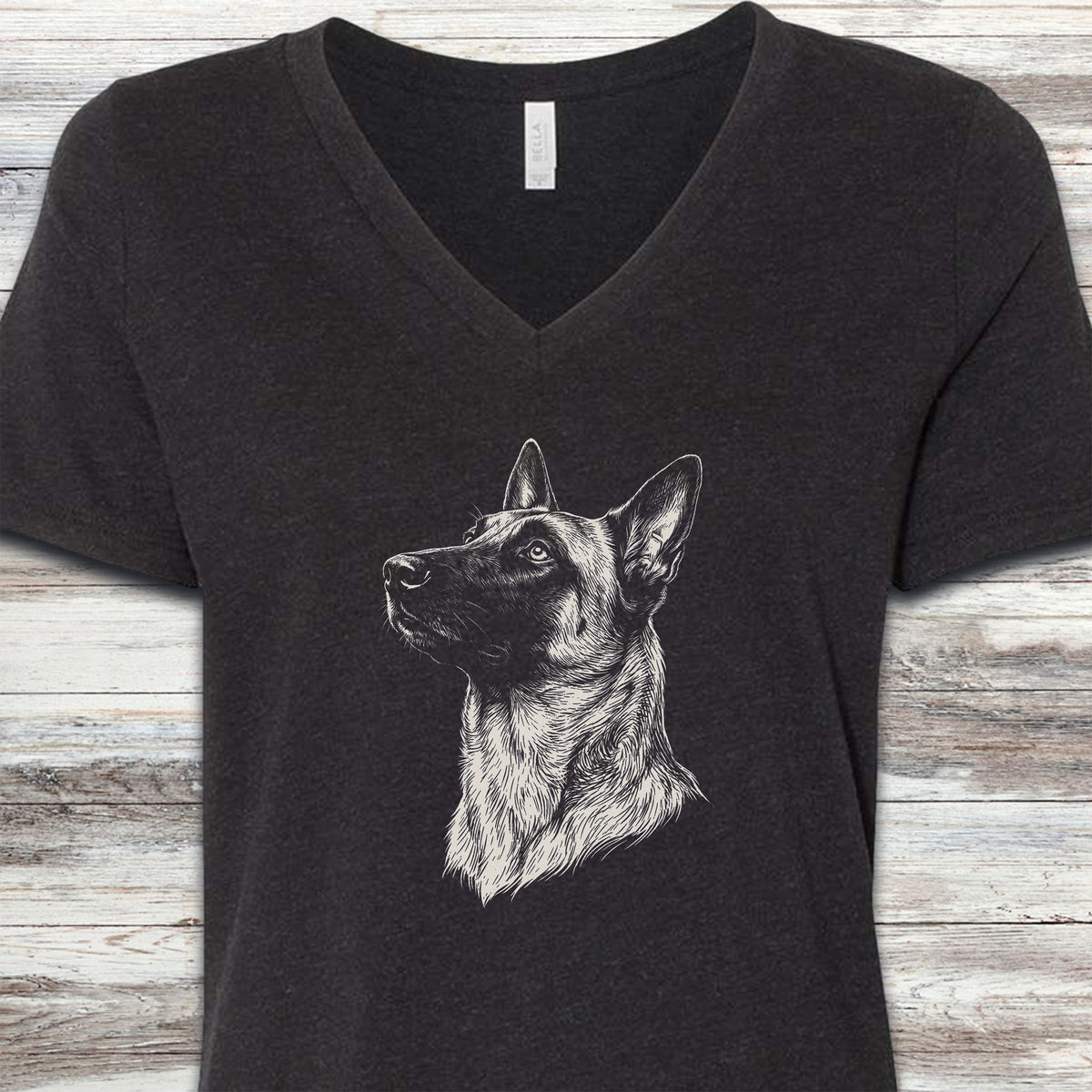 Belgian Malinois Loyalty V-Neck Tee - Black Heather