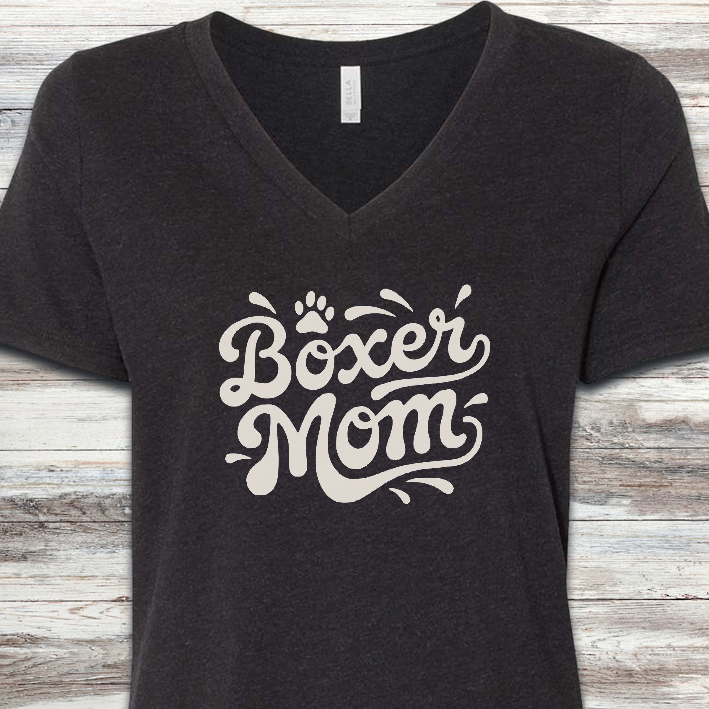 Boxer Groovy Mom V-Neck Tee - Black Heather