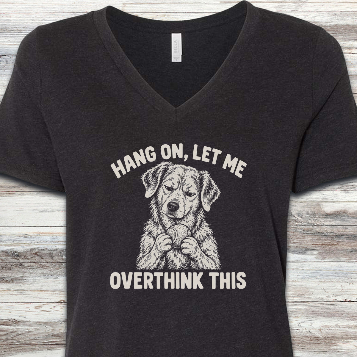 Let Me Overthink This V-Neck Tee - Black Heather