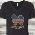Pomeranian Vintage USA V-Neck Tee - Black Heather