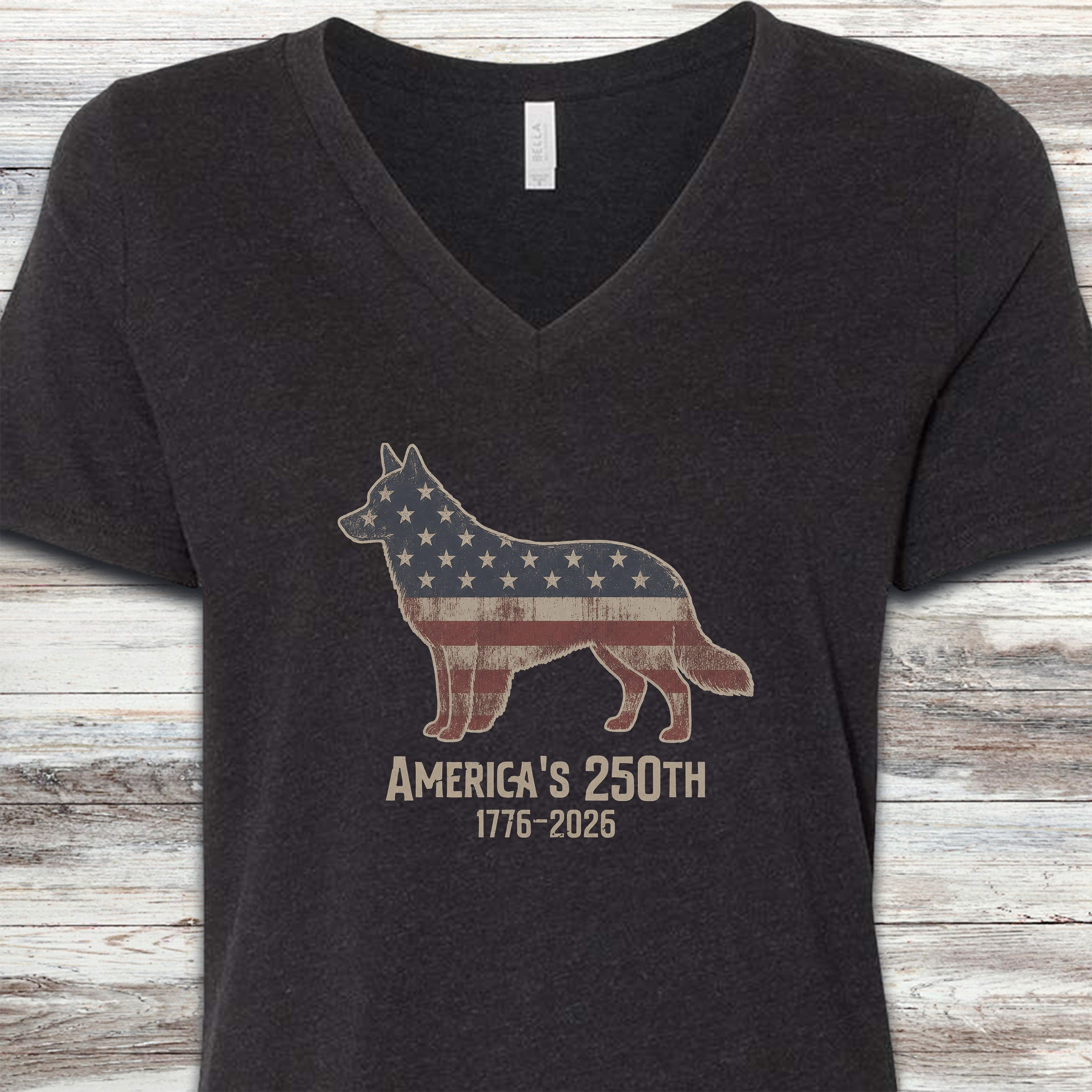 Australian Cattle Dog 250 V-Neck Tee - Black Heather