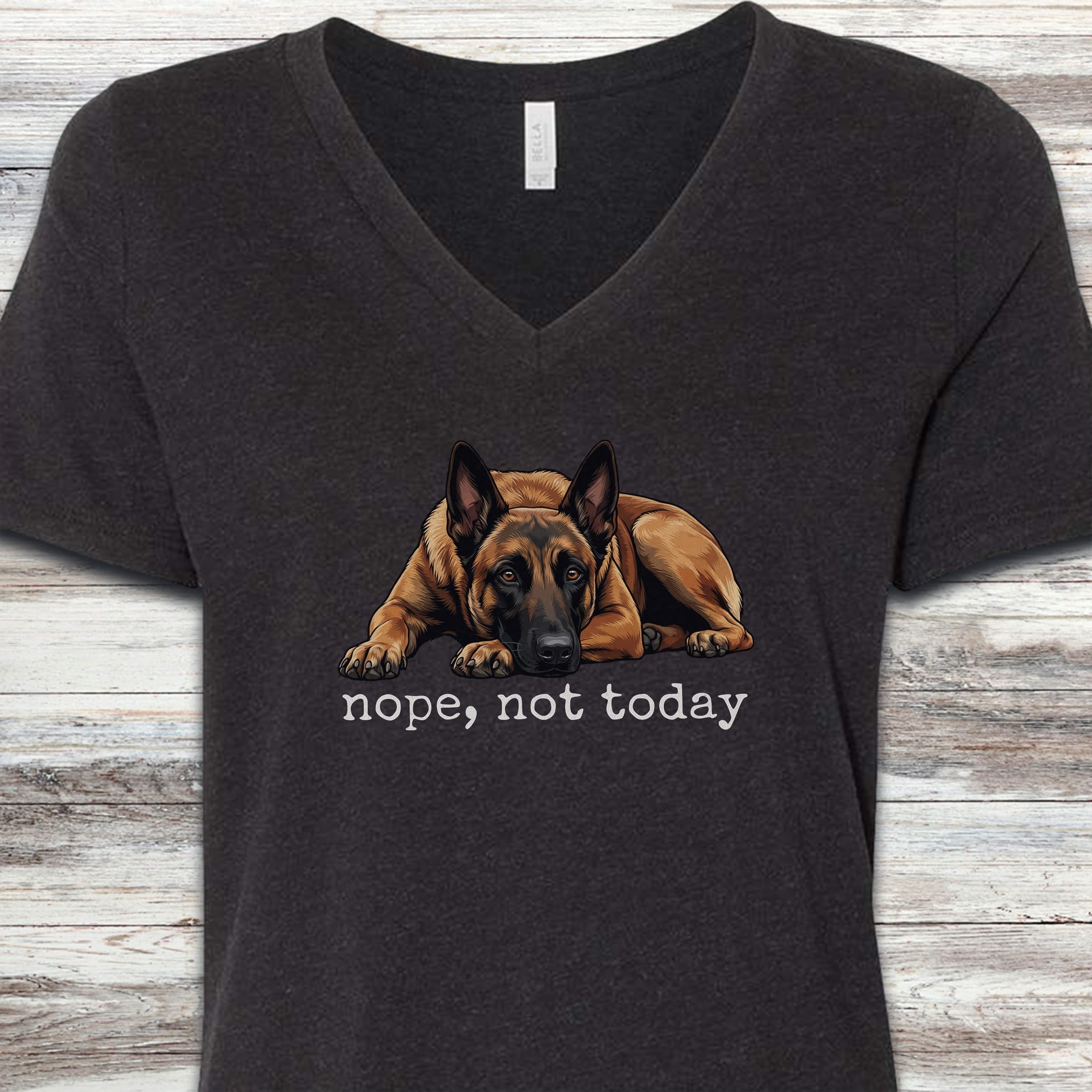 Belgian Malinois Nope V-Neck Tee - Black Heather