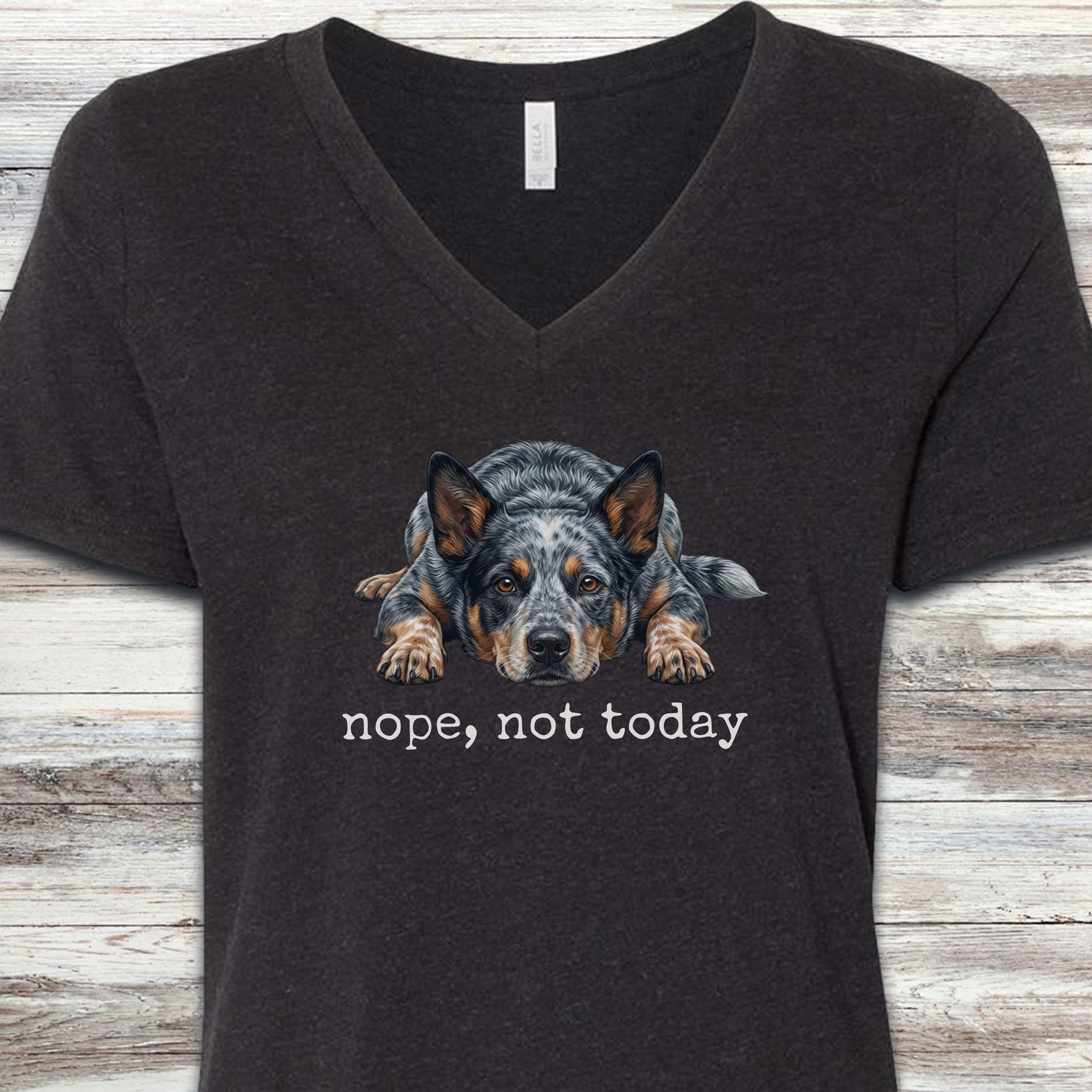 Australian Cattle Dog Blue Heeler Nope V-Neck Tee - Black Heather