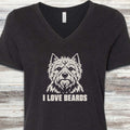 Cairn Terrier I Love Beards V-Neck Tee - Black Heather