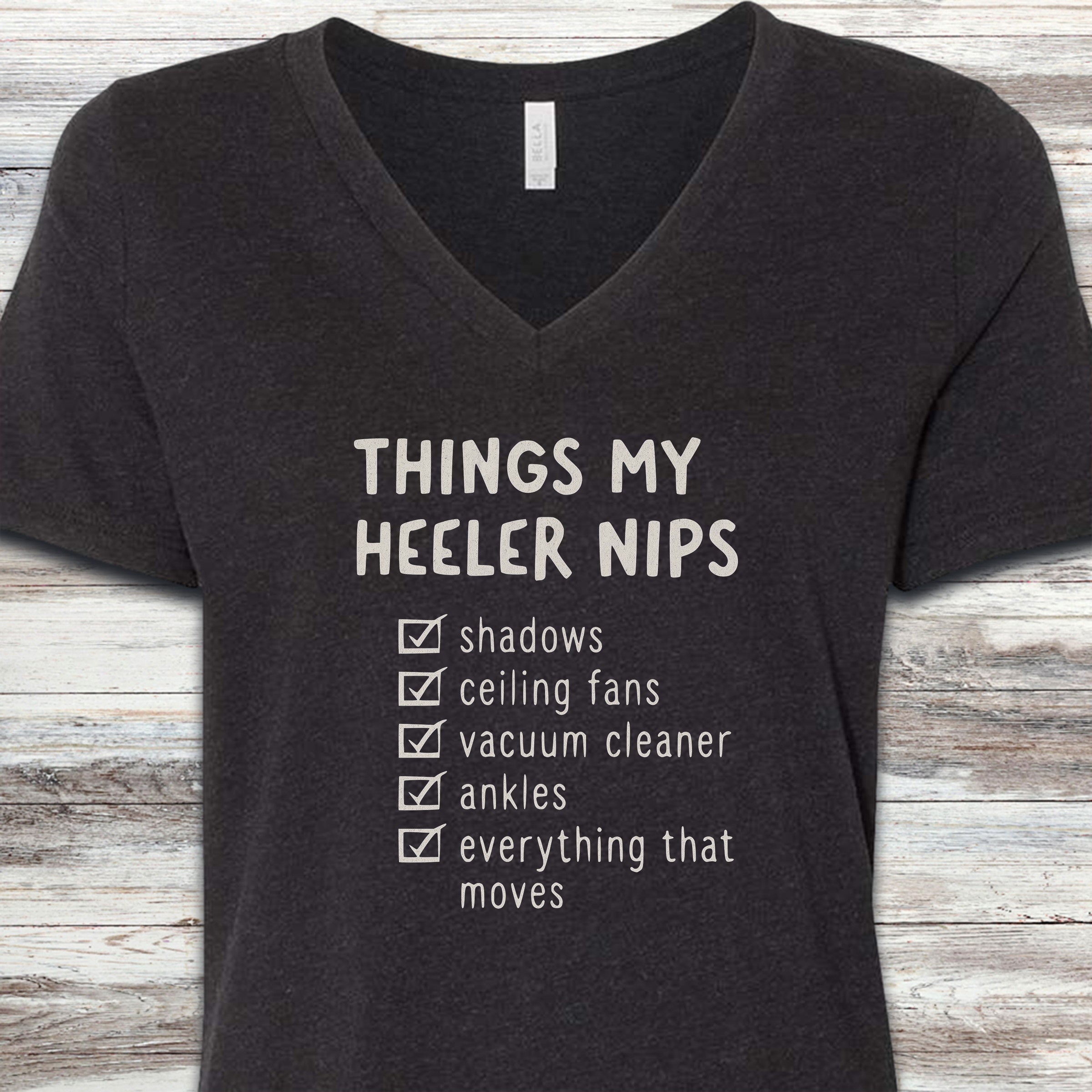 Australian Cattle Dog Nip List V-Neck Tee - Black Heather