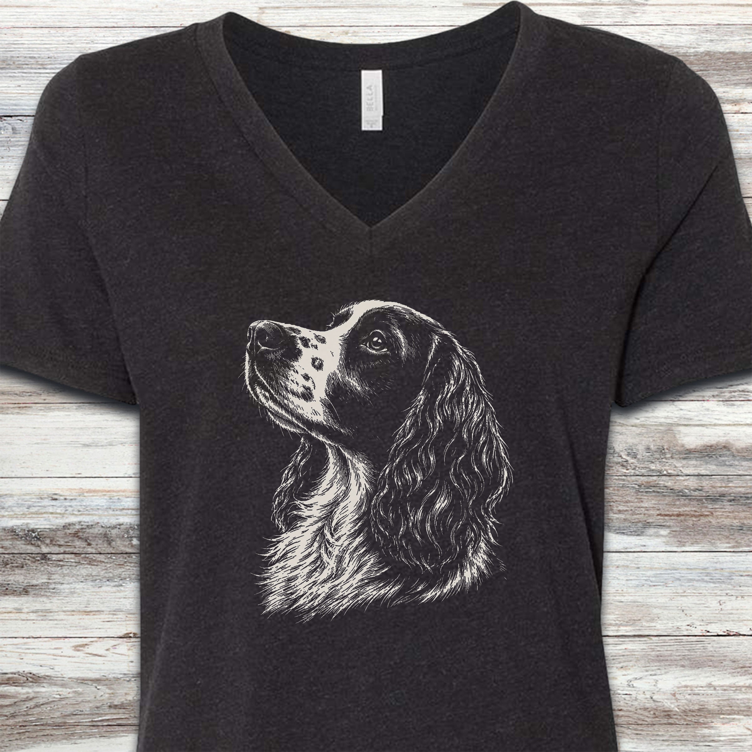 English Springer Spaniel Loyalty V-Neck Tee - Black Heather