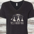 Border Collie Herd You V-Neck Tee - Black Heather