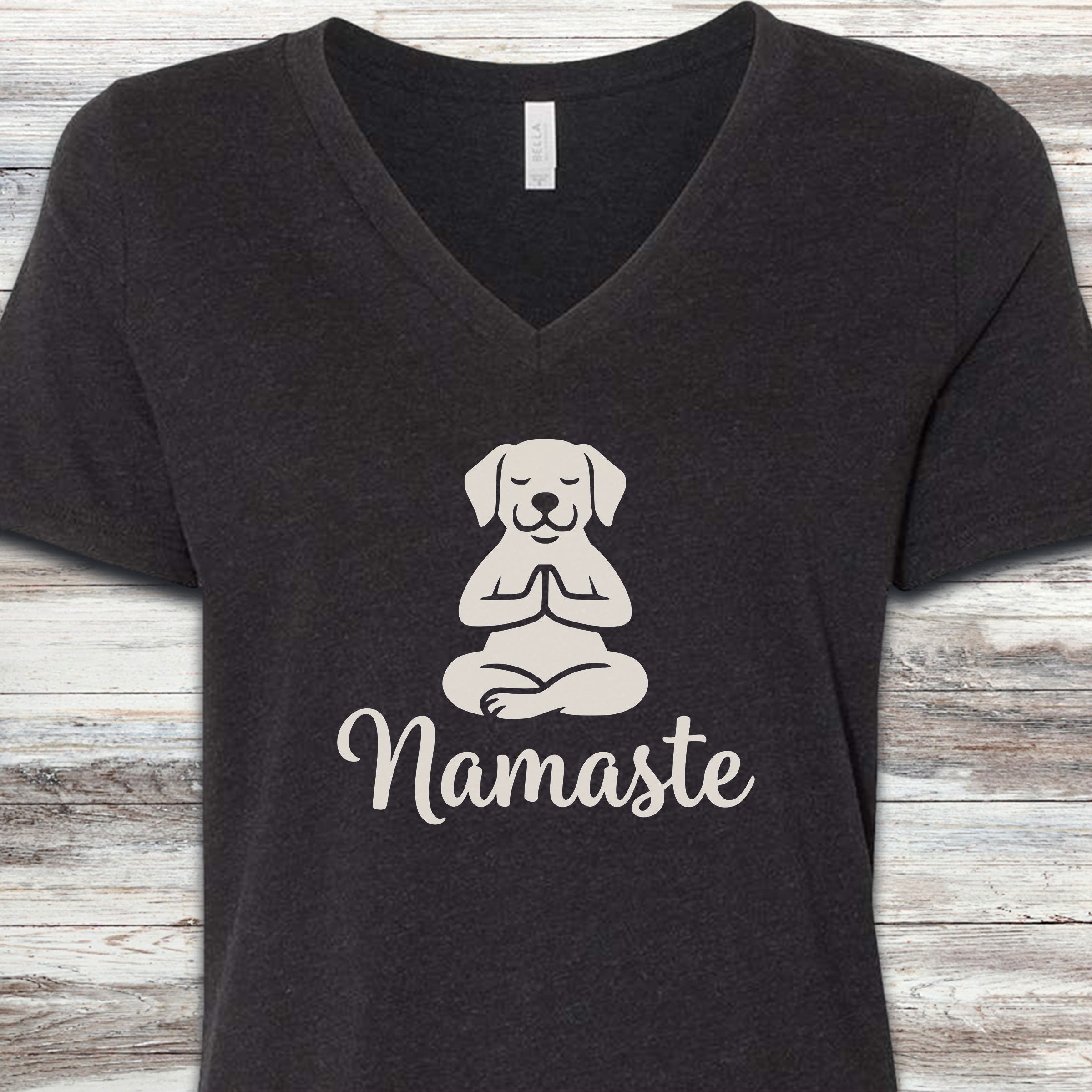 Namaste V-Neck Tee - Black Heather
