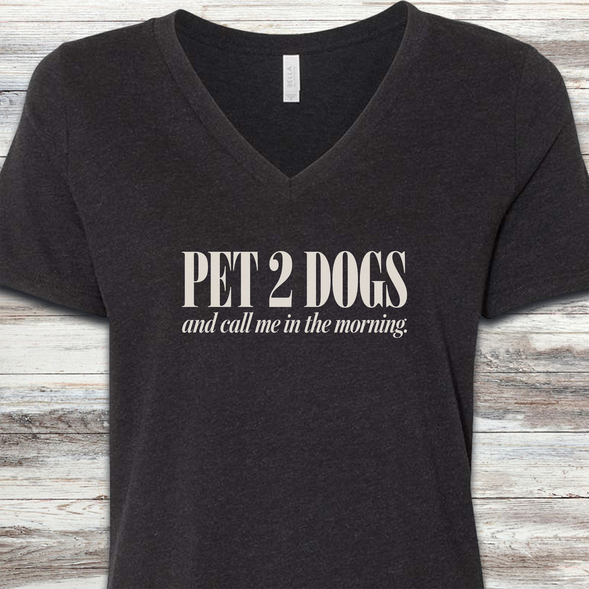 Pet 2 Dogs V-Neck Tee - Black Heather