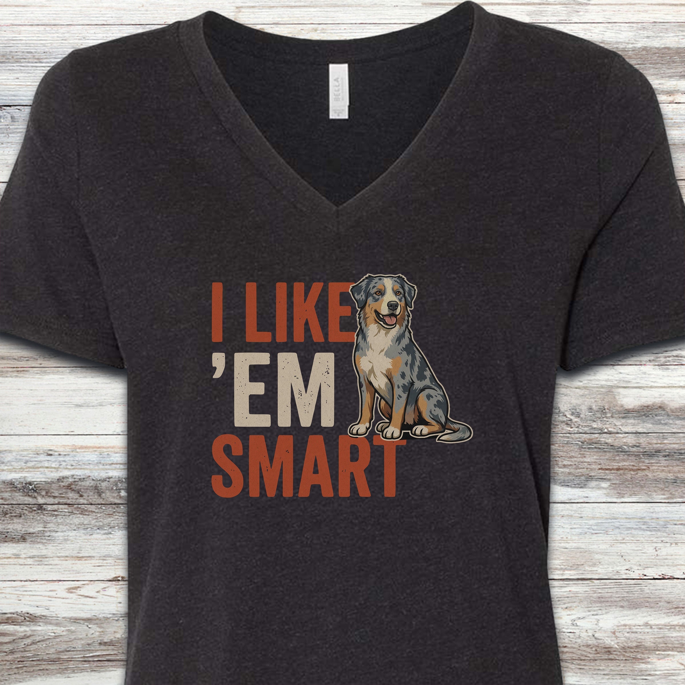 Australian Shepherd Smart V-Neck Tee - Black Heather