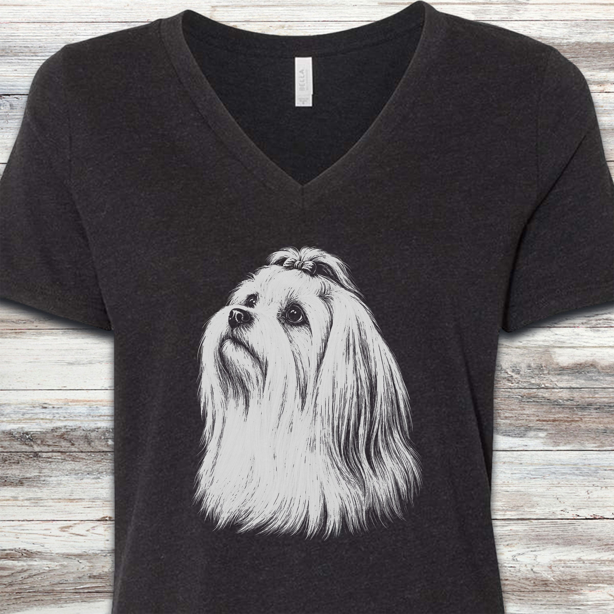 Maltese Loyalty V-Neck Tee - Black Heather