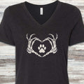 Skeleton Hands V-Neck Tee - Black Heather