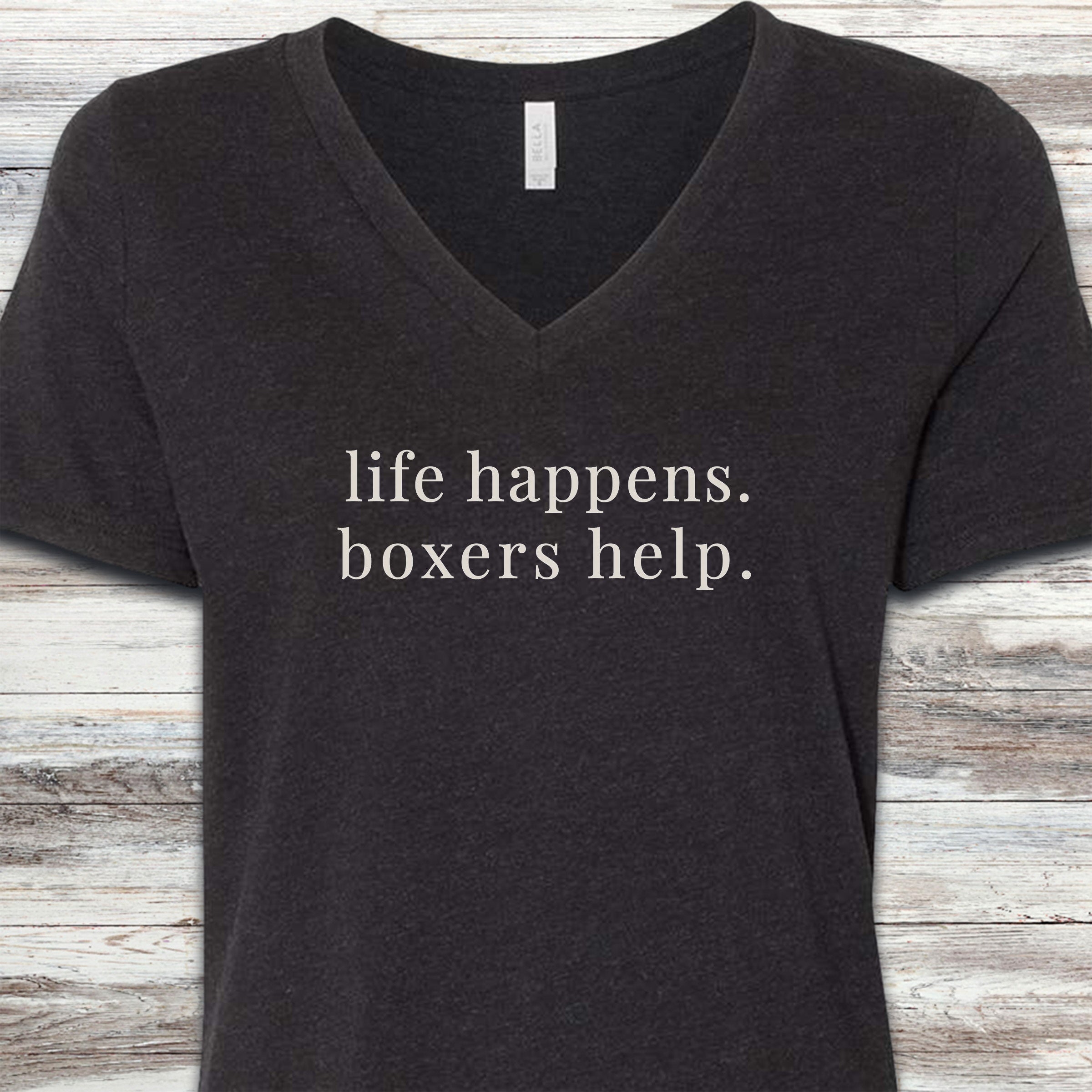 Boxer Help V-Neck Tee - Black Heather