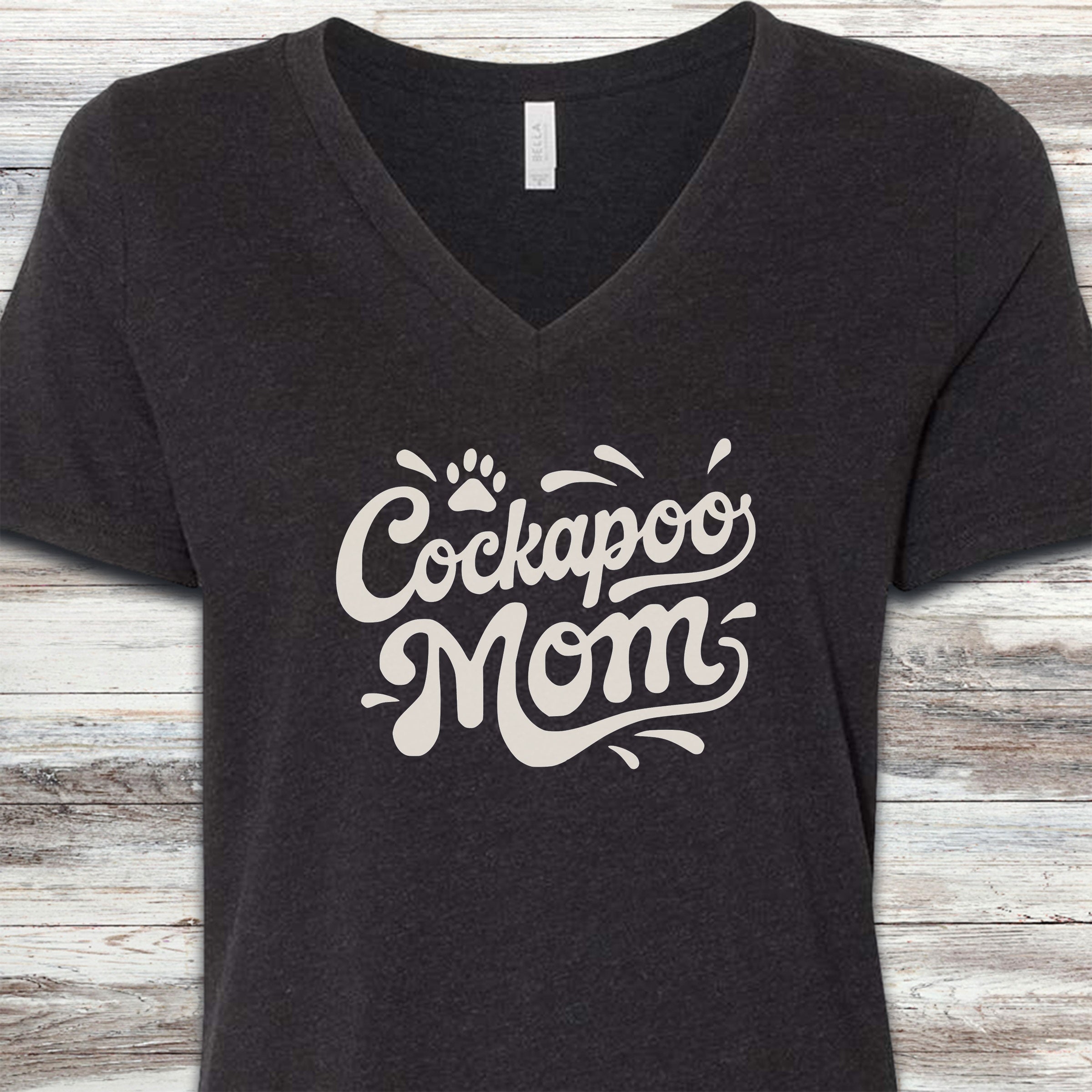 Cockapoo Groovy Mom V-Neck Tee - Black Heather