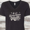 Boston Terrier Groovy Mom V-Neck Tee - Black Heather