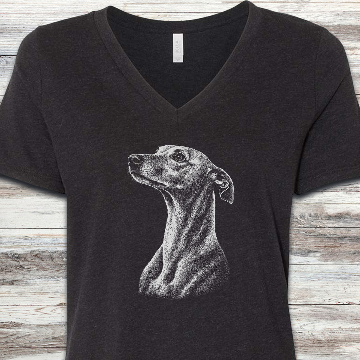 Whippet Loyalty V-Neck Tee - Black Heather