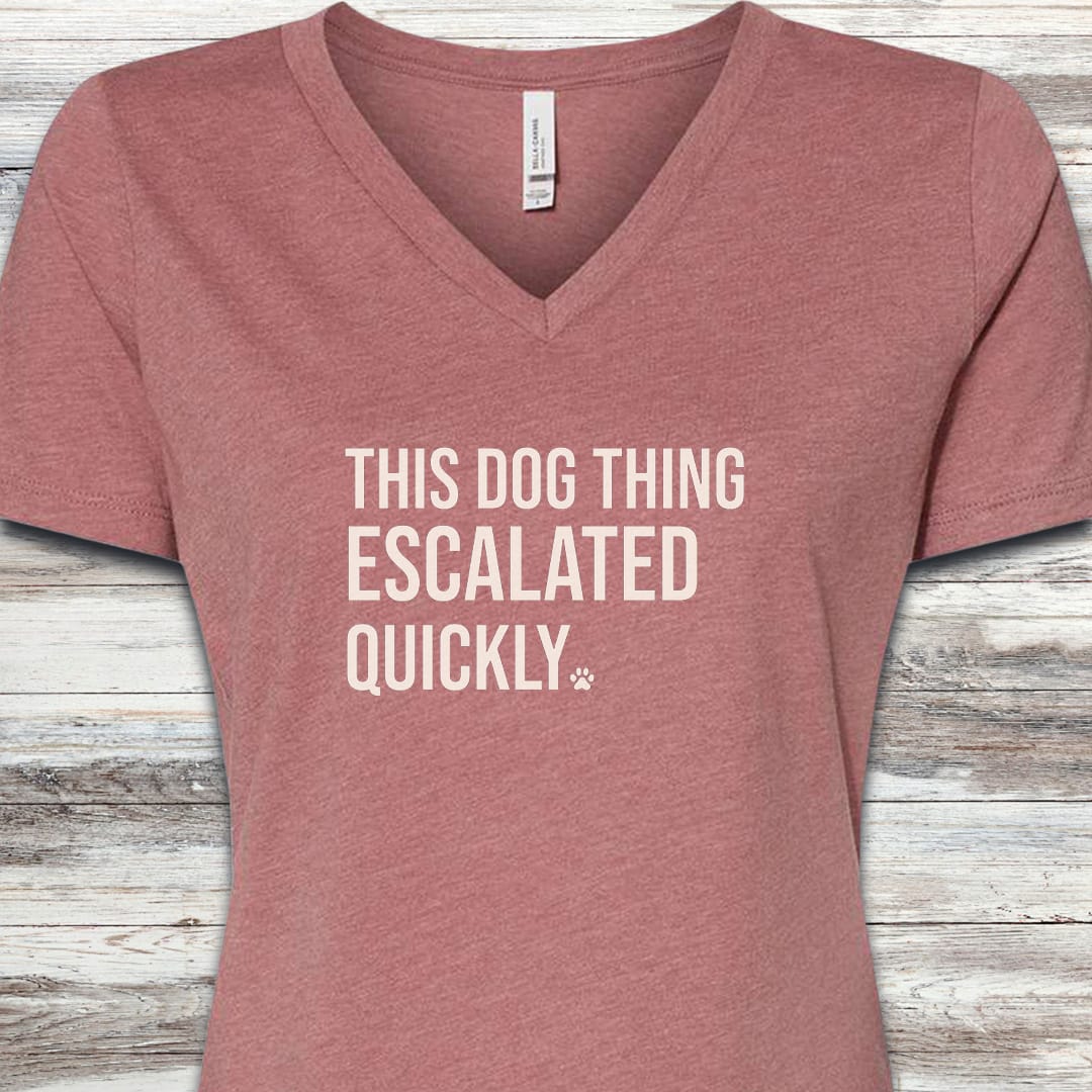 This Escalated Quickly V-Neck - Heather Mauve