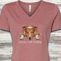 Smooth Collie Nope V-Neck Tee - Heather Mauve