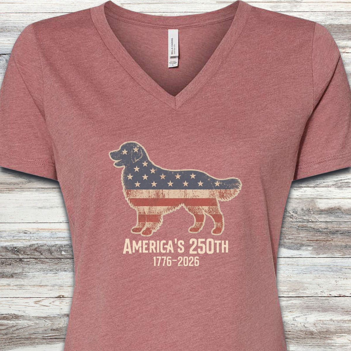 Golden Retriever 250 V-Neck Tee - Heather Mauve