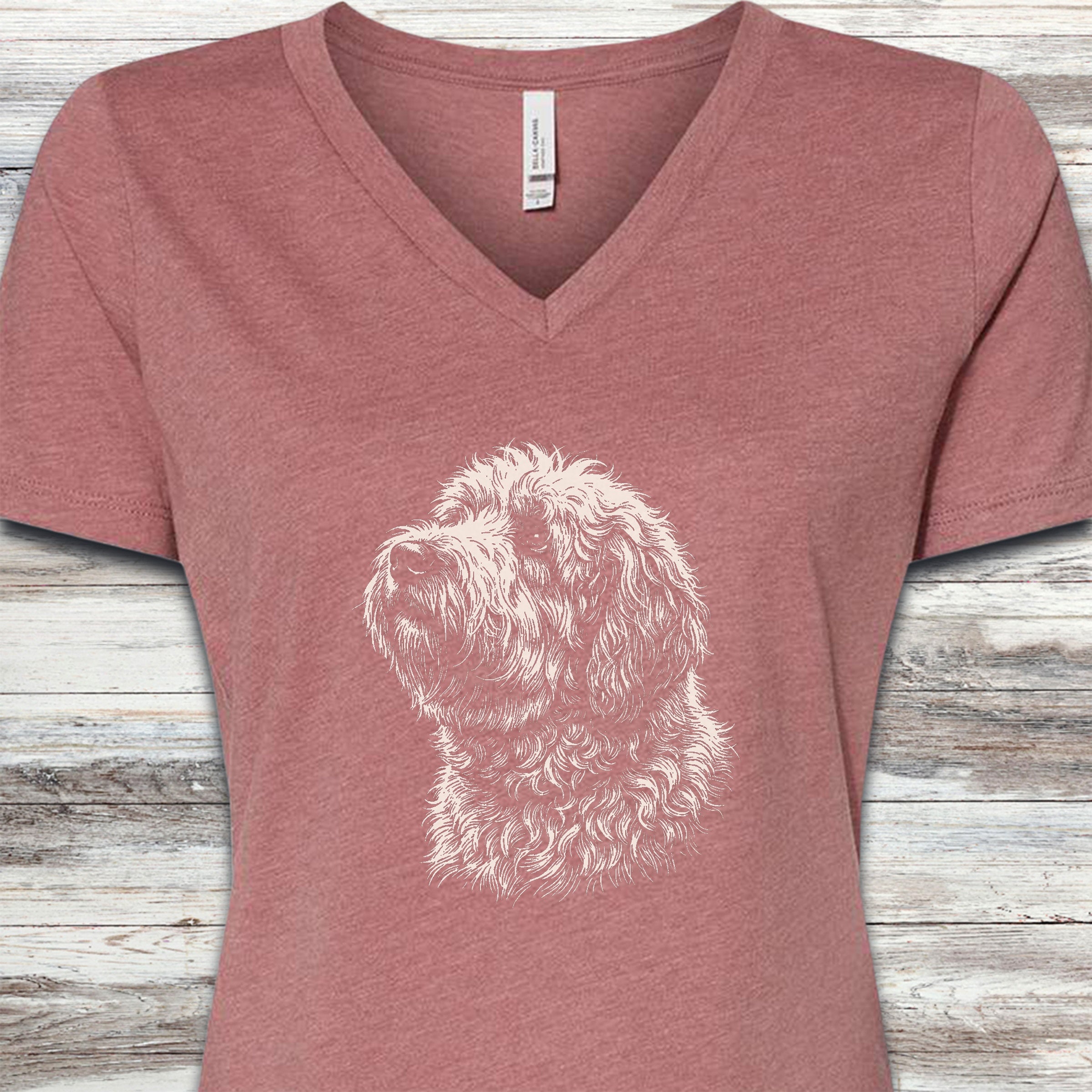 Old English Sheepdog Loyalty V-Neck Tee - Heather Mauve