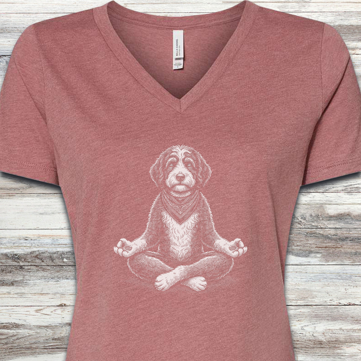 Bernedoodle Still Waters V-Neck Tee - Heather Mauve