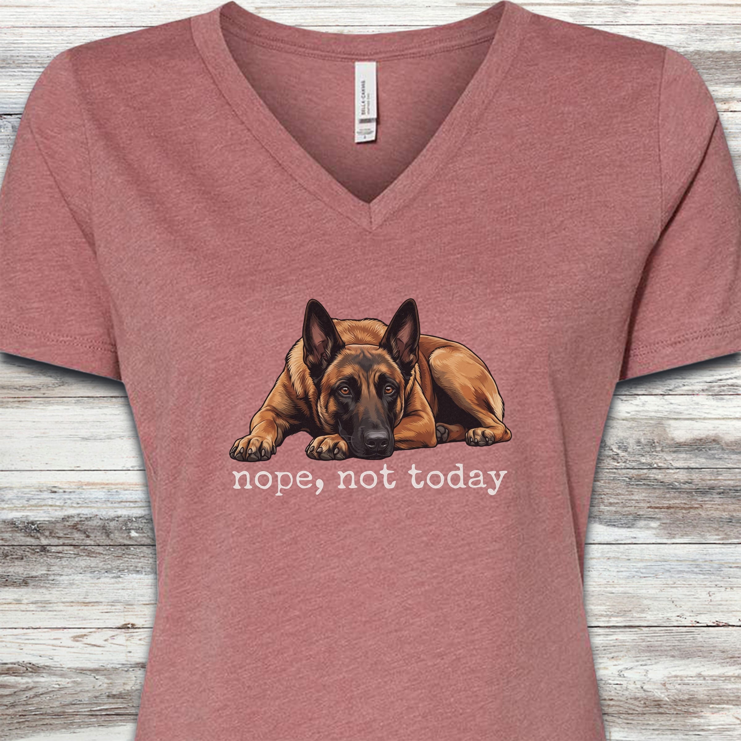Belgian Malinois Nope V-Neck Tee - Heather Mauve
