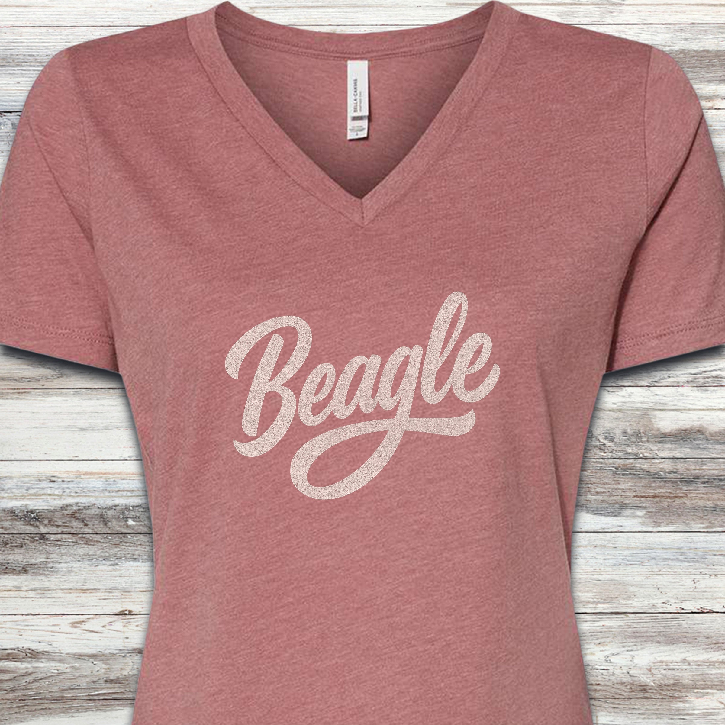 Team Beagle V-Neck Tee - Heather Mauve