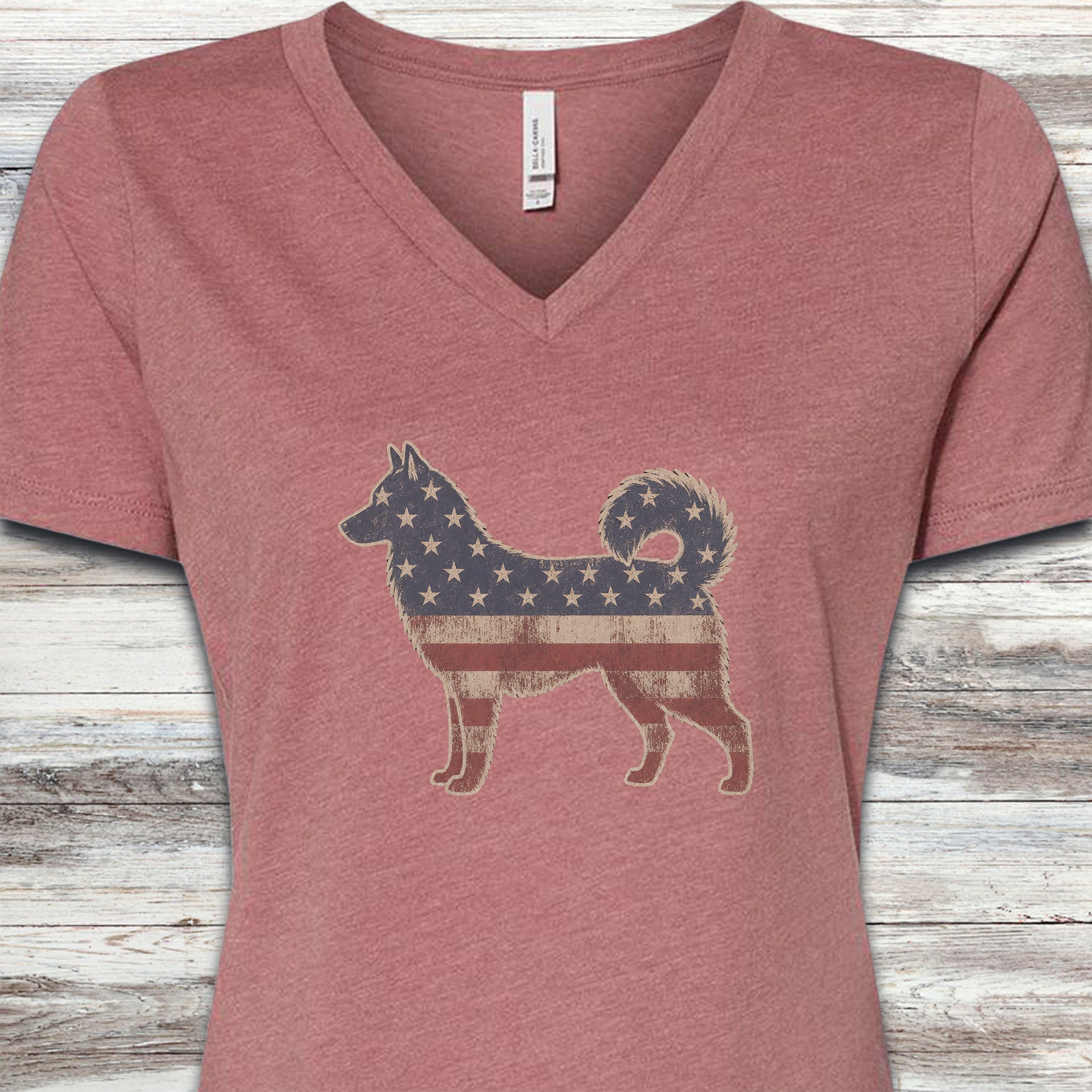 Husky Vintage USA V-Neck Tee - Heather Mauve