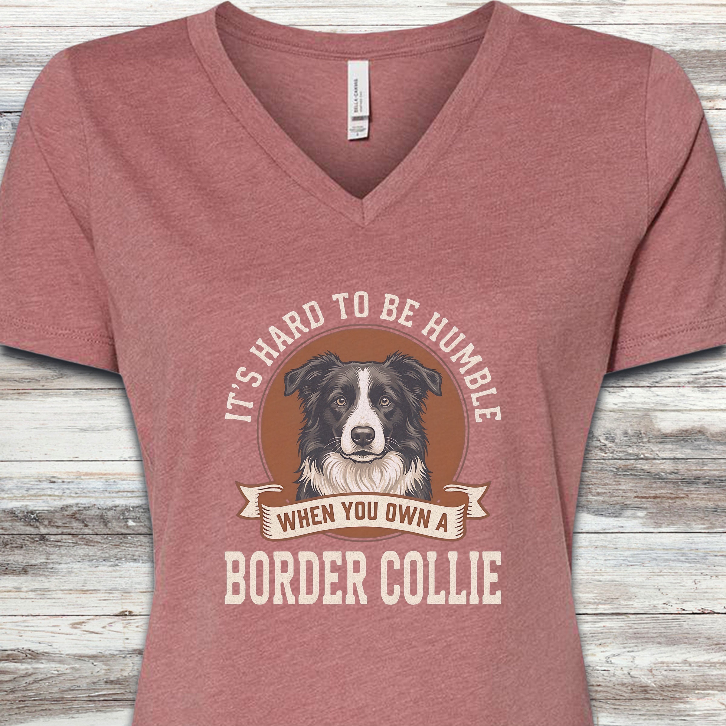 Border Collie Humble V-Neck Tee - Heather Mauve