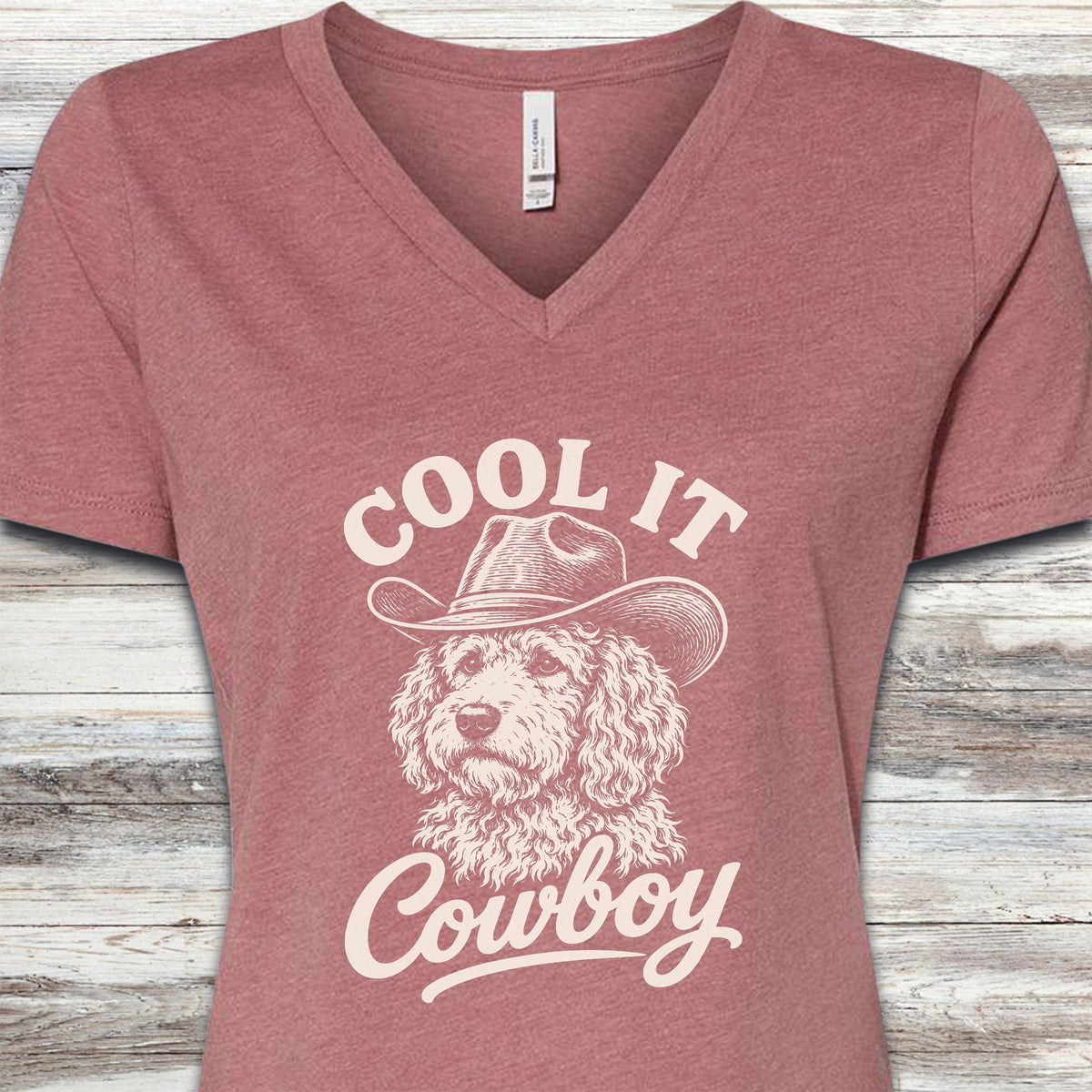 Goldendoodle Cool It V-Neck Tee - Heather Mauve