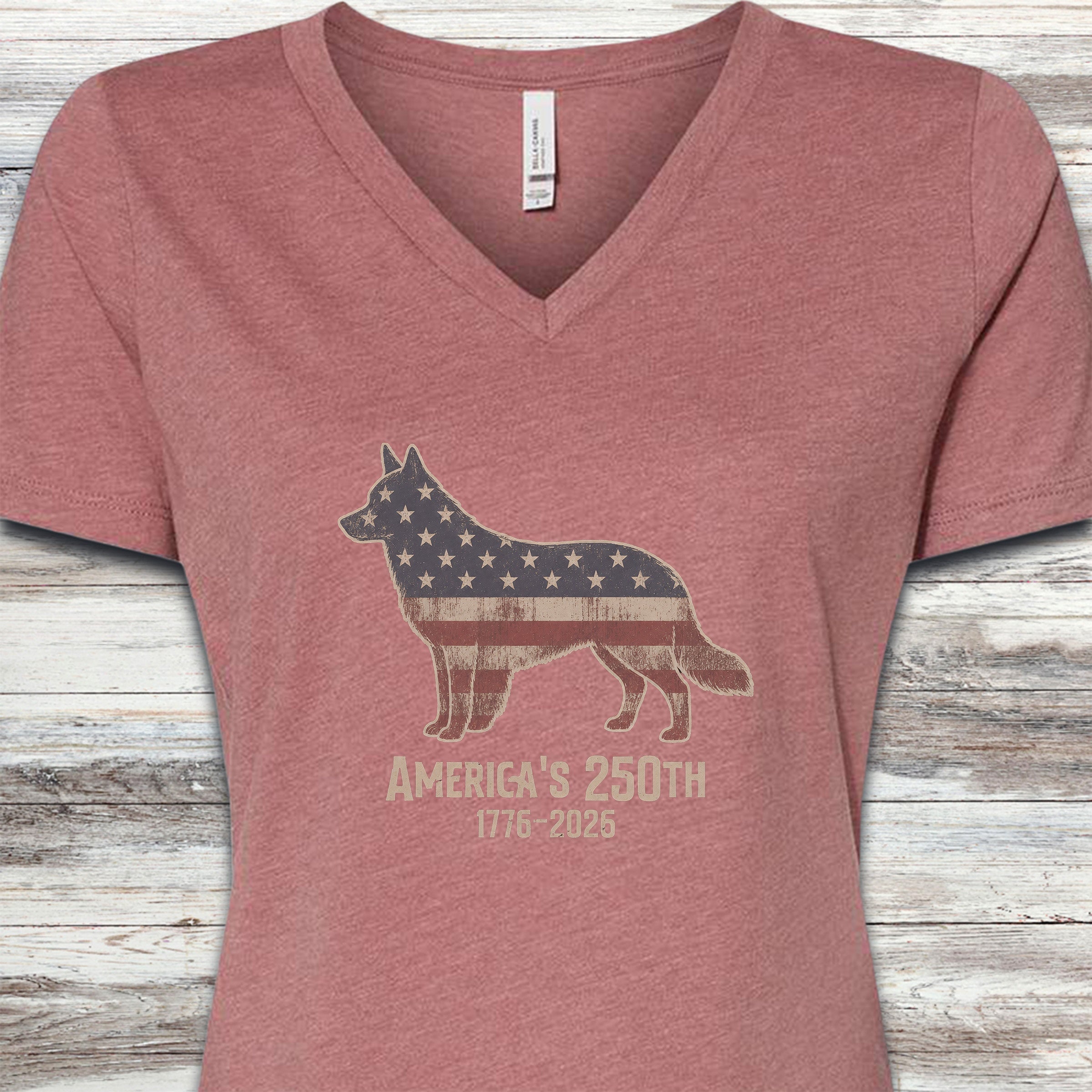 Australian Cattle Dog 250 V-Neck Tee - Heather Mauve