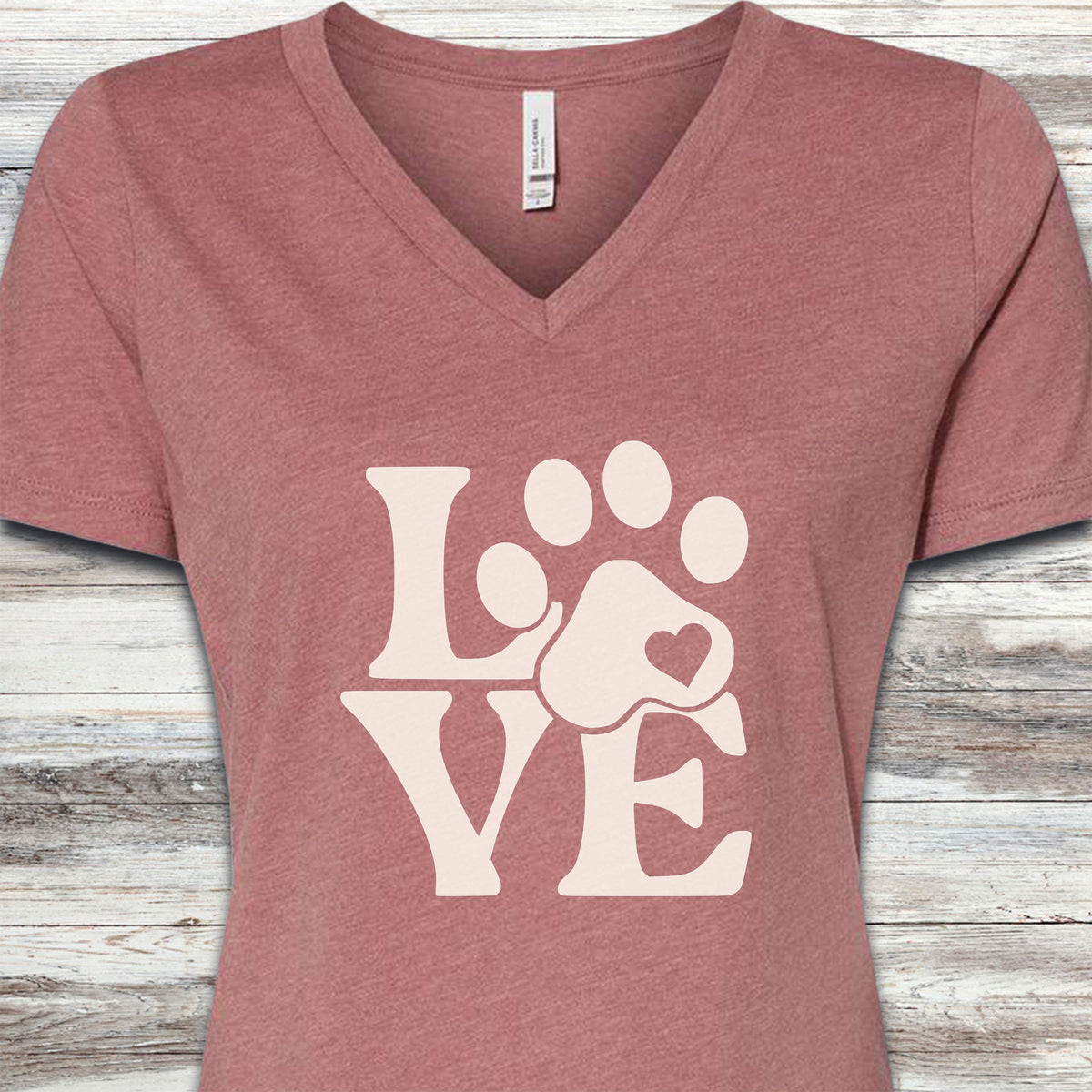 Love V-Neck Tee - Heather Mauve