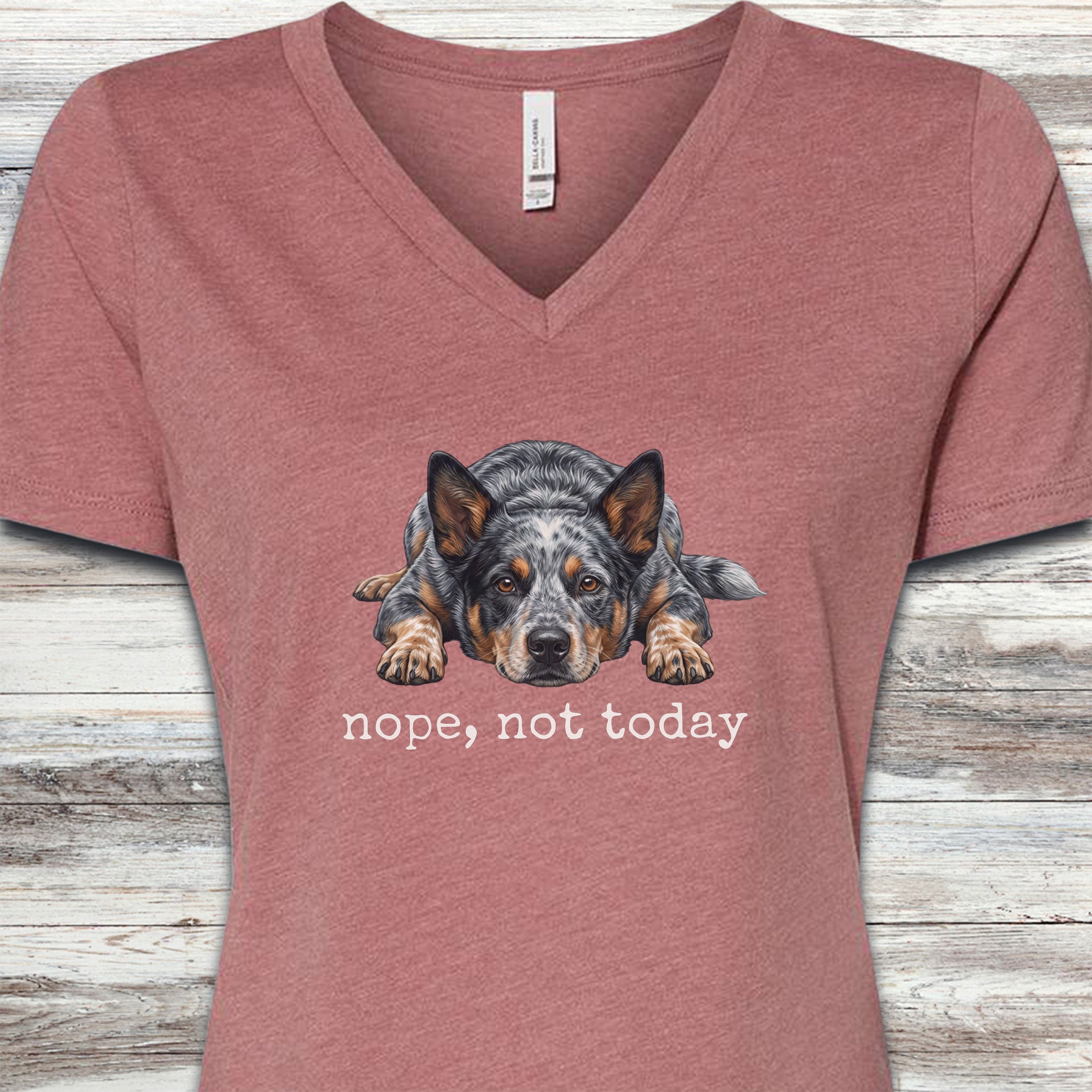 Australian Cattle Dog Blue Heeler Nope V-Neck Tee - Heather Mauve