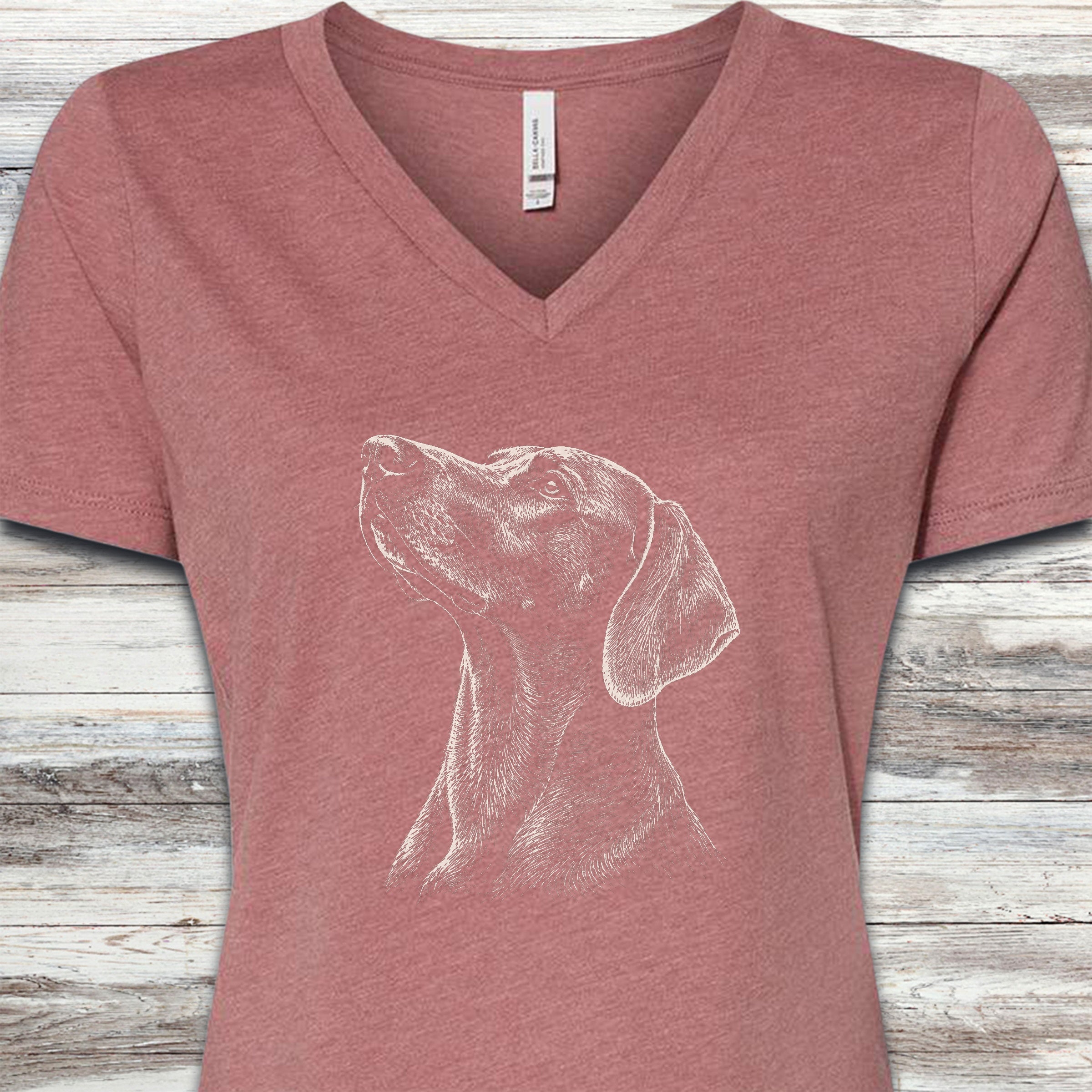 Vizsla Loyalty V-Neck Tee - Heather Mauve