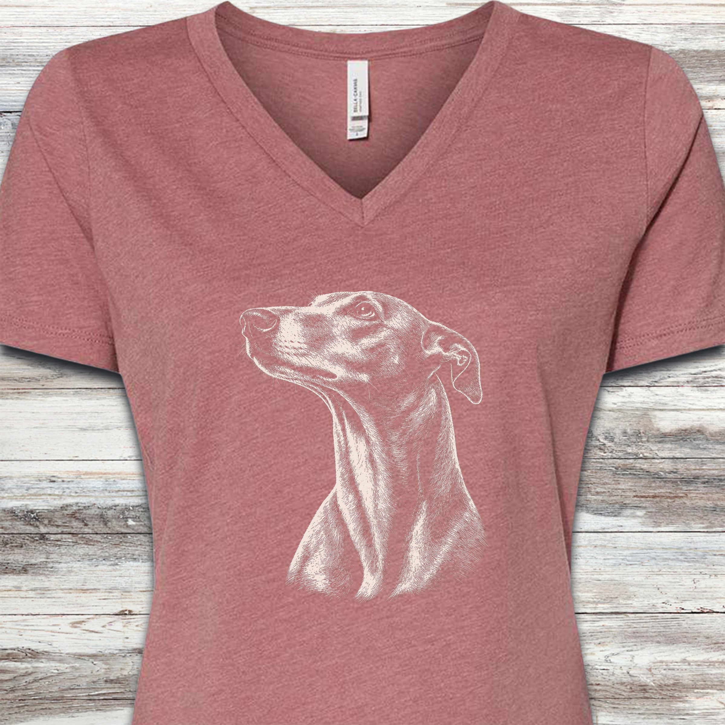 Greyhound Loyalty V-Neck Tee - Heather Mauve