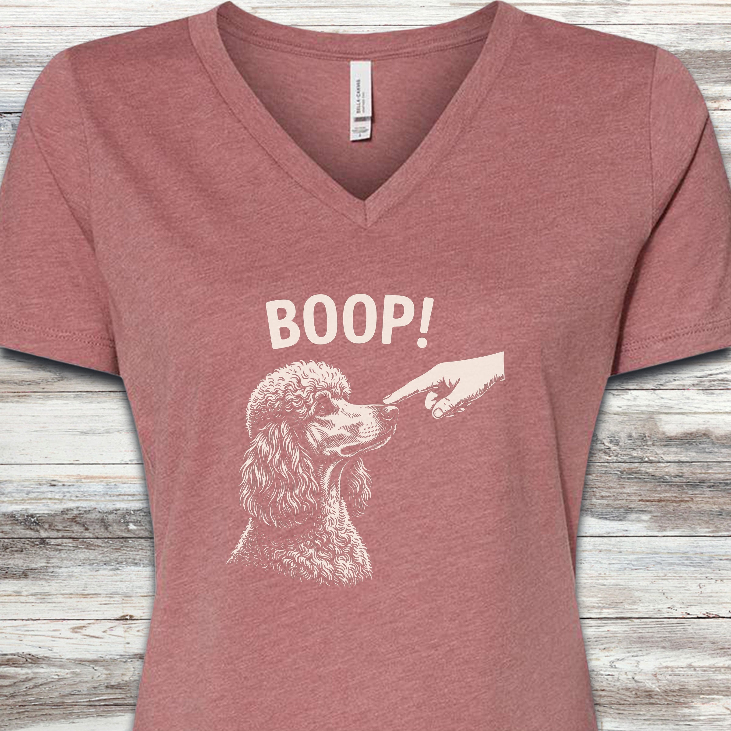 Poodle Boop! V-Neck Tee - Heather Mauve