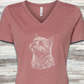 Cairn Terrier Loyalty V-Neck Tee - Heather Mauve