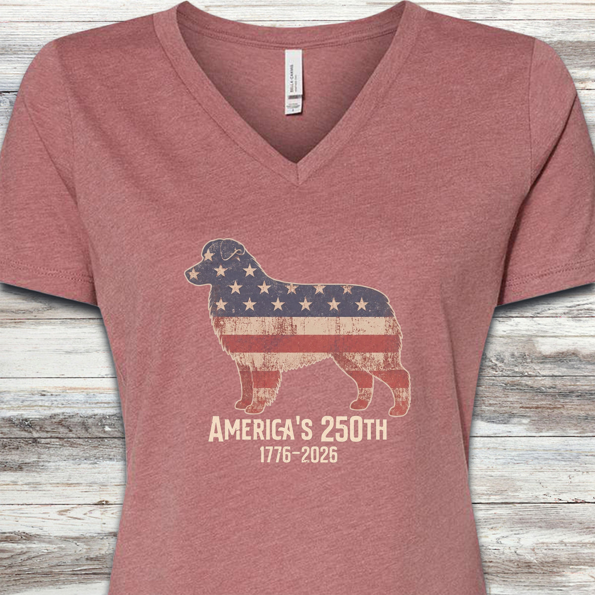 Australian Shepherd 250 V-Neck Tee - Heather Mauve