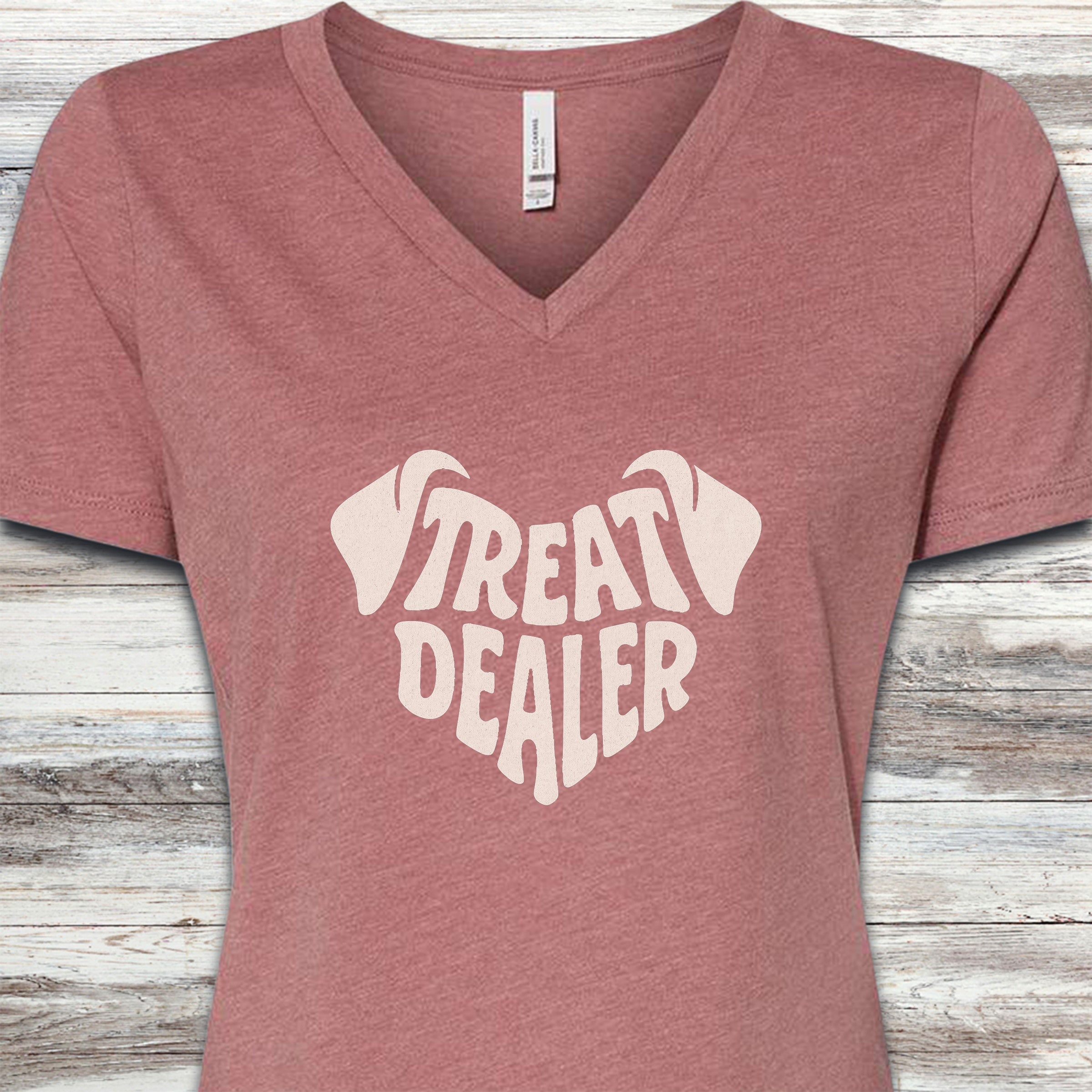 Treat Dealer Ears V-Neck Tee - Heather Mauve