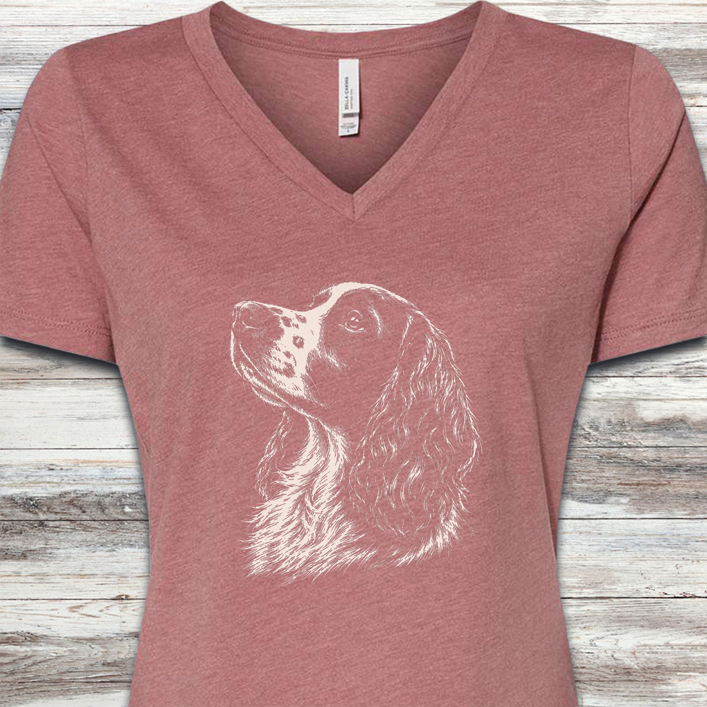 English Springer Spaniel Loyalty V-Neck Tee - Heather Mauve