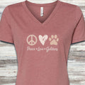 Golden Retriever Peace V-Neck Tee - Heather Mauve