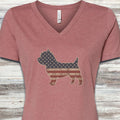 Cairn Terrier Vintage USA V-Neck Tee - Heather Mauve