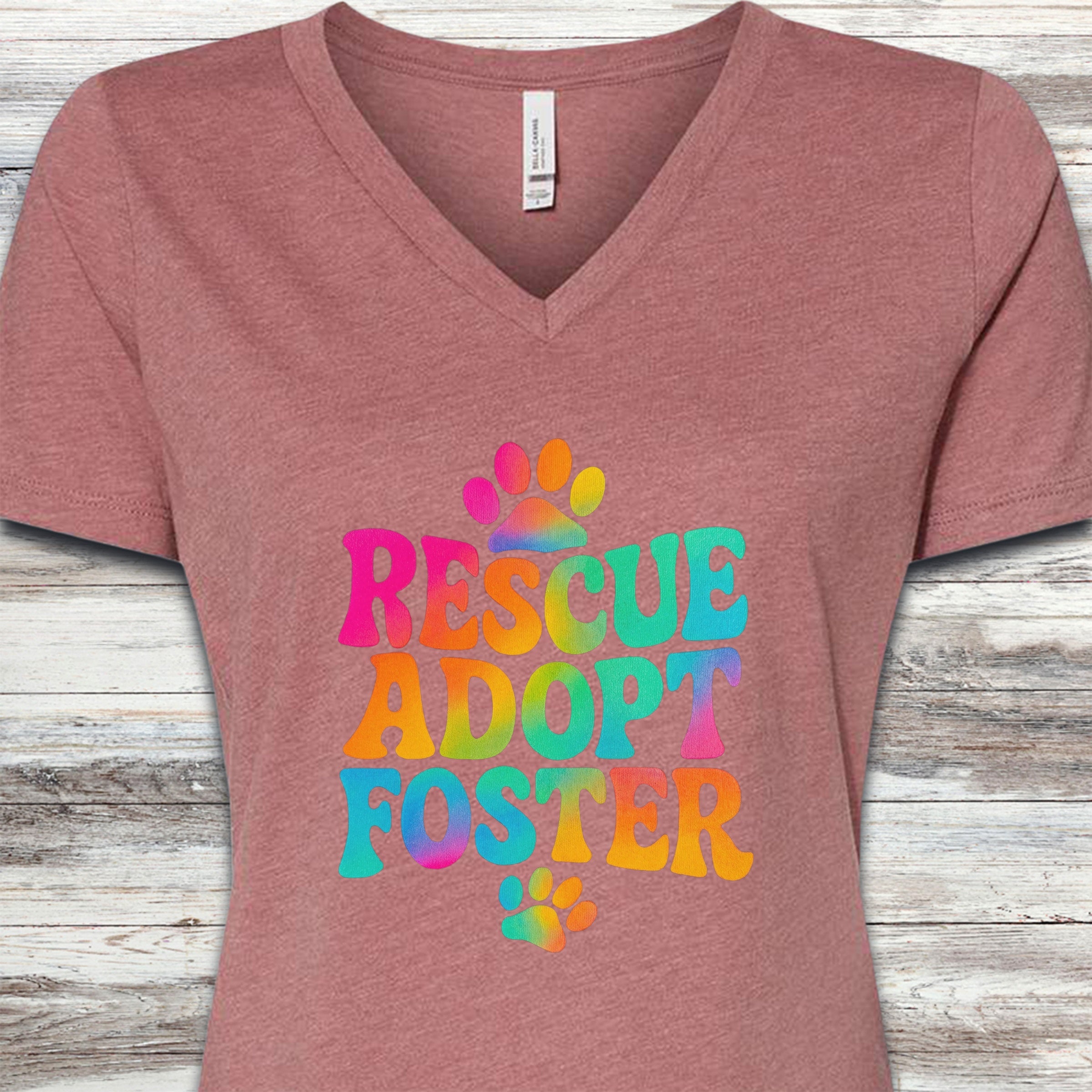 Rescue Tie Dye V-Neck Tee - Heather Mauve