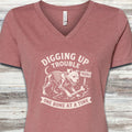 Pit Bull Trouble V-Neck Tee - Heather Mauve